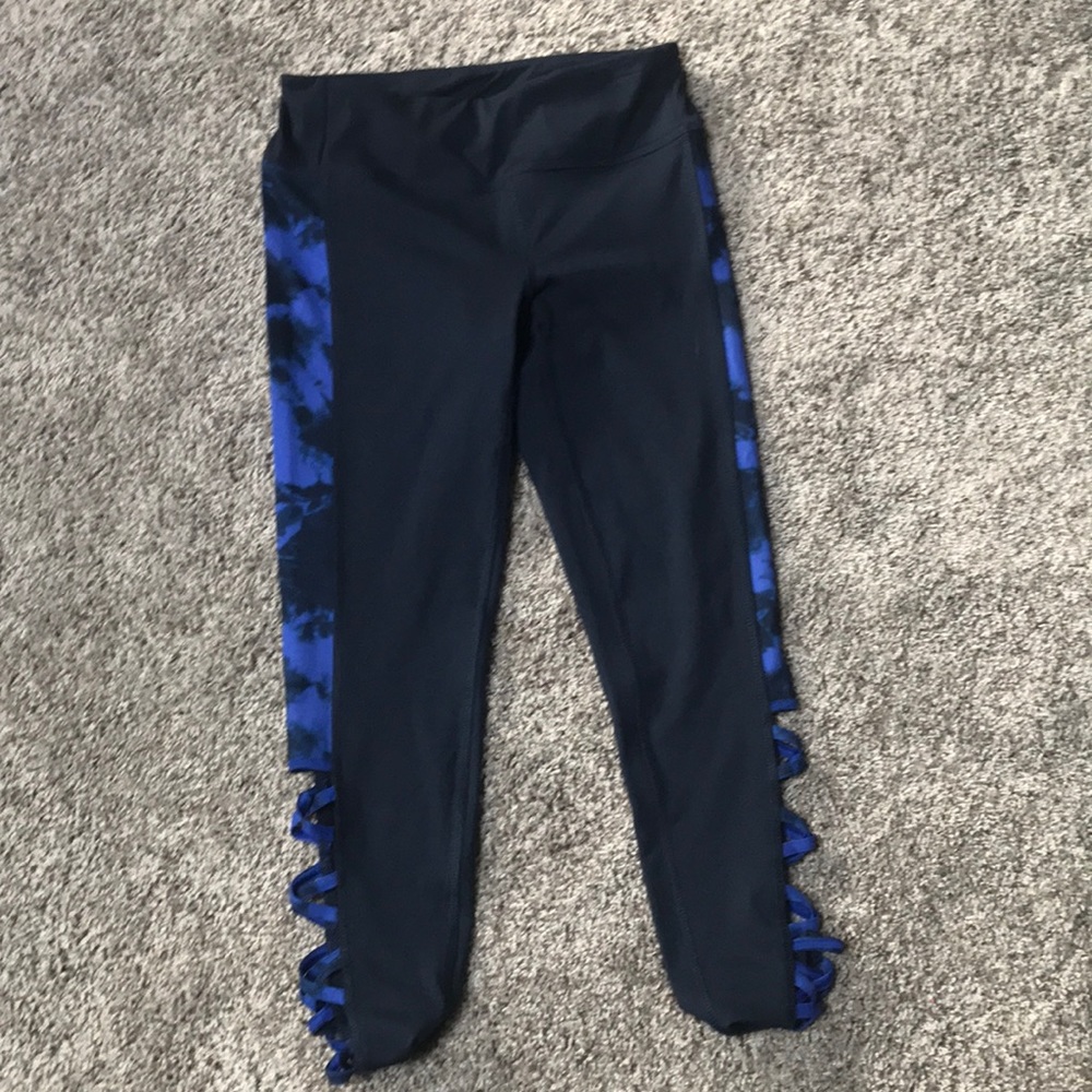 Blue and black leggings